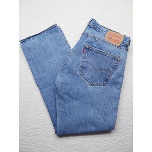 Levi 501 Jeans Mens Sz 36x30 Straight Leg Button Fly Blue Wash‎ Blue Wash Denim